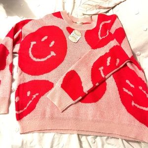 Pink Smiley Faced Sweater
